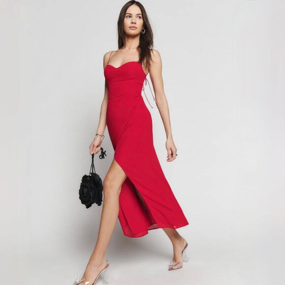 Reformation Dresses & Skirts - Reformation Kourtney Dress - Red - Midi Dress - Strappy - Size 12